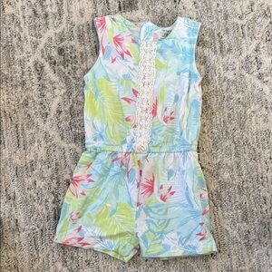 Carter's Tropical Print Romper - Blue, Green, Pink